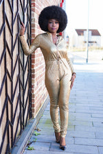 Load image into Gallery viewer, Karen Glitter Sequin Jumpsuit For Women-Gold - MLH Online
