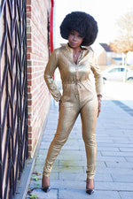 Load image into Gallery viewer, Karen Glitter Sequin Jumpsuit For Women-Gold - XL (UK 16) / Gold - MLH Online
