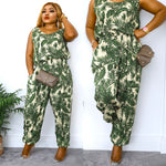 Load image into Gallery viewer, Palm Print Plus Size Jumpsuit - MLH Online
