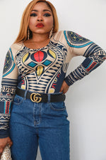 Load image into Gallery viewer, Tribal Print BodyCon Top - MLH Online
