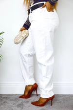 Load image into Gallery viewer, High Rise Boy Friend Jeans In White - UK 8 - MLH Online
