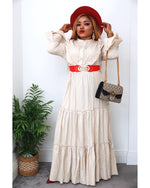 Load image into Gallery viewer, Monica Layered Maxi Dress - XL/XXL (UK 16/18) / Beige - MLH Online
