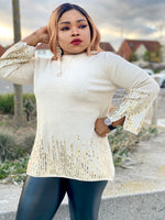 Load image into Gallery viewer, Lolah Sequin details Jumper - Beige / One size up to Large - MLH Online
