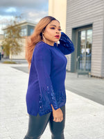 Load image into Gallery viewer, Lolah Sequin details Jumper - Navy blue / One size up to Large - MLH Online
