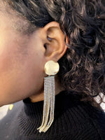 Load image into Gallery viewer, Rhinestone Gold Waterfall Earrings with stud - Gold - MLH Online
