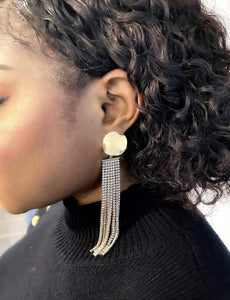 Rhinestone Gold Waterfall Earrings with stud - MLH Online