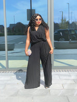 Load image into Gallery viewer, Debbie Pleated Palazzo Jumpsuit - M (UK 12) / Black - MLH Online
