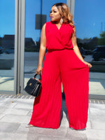 Load image into Gallery viewer, Debbie Pleated Palazzo Jumpsuit - M (UK 12) / Red - MLH Online
