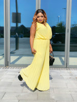 Load image into Gallery viewer, Debbie Pleated Palazzo Jumpsuit - L (UK 14) / Yellow - MLH Online
