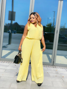 Debbie Pleated Palazzo Jumpsuit - M (UK 12) / Yellow - MLH Online