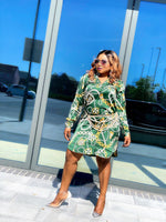 Load image into Gallery viewer, MLH Chain Print Shirt Dress - Green / Large - MLH Online
