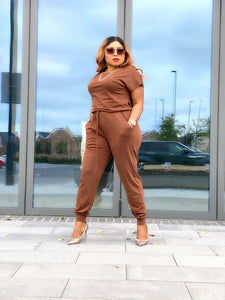 Gina Slouchy Jumpsuit -MLH - XL (UK 16) / Brown - MLH Online