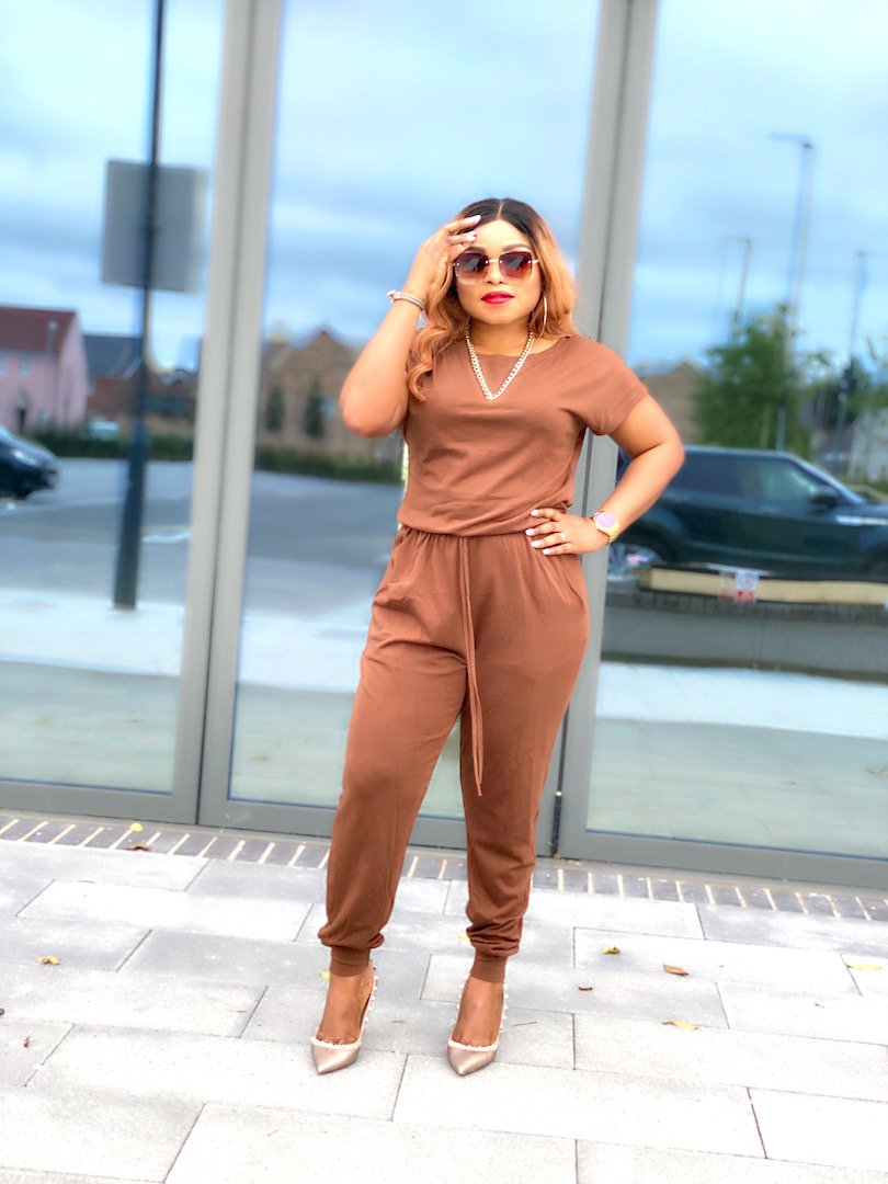 Gina Slouchy Jumpsuit -MLH - L (UK 14) / Brown - MLH Online