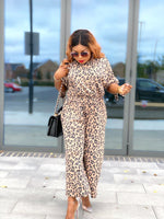 Load image into Gallery viewer, Laura Split Sleeve Leopard Jumpsuit -MLH - MLH Online

