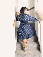 Load image into Gallery viewer, Sasha2 Plus Size Dress With Gold Bardot - Navy blue / XL (UK 16) - MLH Online
