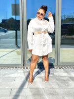 Load image into Gallery viewer, Our Lady Rhinestone Shirt Dress - White / Large - MLH Online
