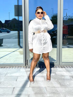 Load image into Gallery viewer, Our Lady Rhinestone Shirt Dress - White / Medium (UK 12) - MLH Online
