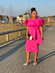 Pamela Shaky Shaky Sleeve Bodycon Dress - Fuschia Pink / Medium - MLH Online