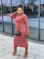 Load image into Gallery viewer, Body Con Button Knit Midi Dress -MLH - Onion / Fits up to UK 14 - MLH Online
