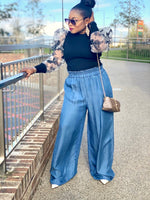 Load image into Gallery viewer, Wide Legs Denim Trouser In Blue - MLH Online
