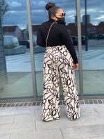 Load image into Gallery viewer, Patterned Wide Leg Trouser With Elastic Waist Band - Black on White / One size up to Medium (UK 8-14) - MLH Online
