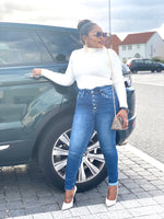 Load image into Gallery viewer, High Waist Denim Jeans With Button Details - Large - MLH Online

