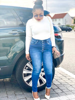 Load image into Gallery viewer, High Waist Denim Jeans With Button Details - Medium - MLH Online

