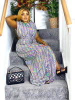 Load image into Gallery viewer, Holographic Maxi Dress With Side Slit - Medium (12-14) / Black - MLH Online
