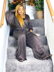 Glitter Jumpsuit With Wide Leg Trouser - MLH Online