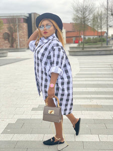 Loose Fit Checkers Shirt Dress - MLH Online