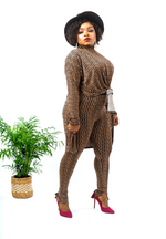 Load image into Gallery viewer, Kianna Two Piece Set With Side Slit - L (UK 14) / Brown - MLH Online
