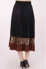 Load image into Gallery viewer, Tan Leopard Print High Waist Pleated Midi Skirt - MLH Online
