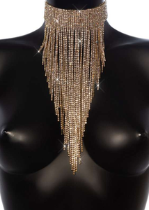 Rhinestone Waterfall Choker Necklace - MLH Online