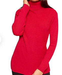 Turtle Neck Long Sleeve Top - Red / one size - MLH Online