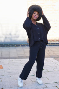Tamira Knitted Two Piece Coord Set - Black / One size fits up to- UK 18 - MLH Online