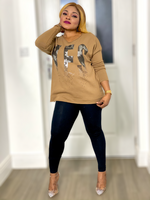 Load image into Gallery viewer, Yes Print Long Sleeve Top-MLH - Brown / One size up to Large - MLH Online
