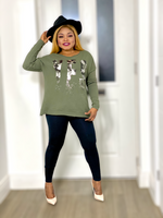 Load image into Gallery viewer, Yes Print Long Sleeve Top-MLH - Military Green / One size up to Large - MLH Online
