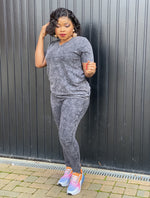 Load image into Gallery viewer, Acid Wash Two Piece Matching Set - Black / XL / Short Sleeves - MLH Online
