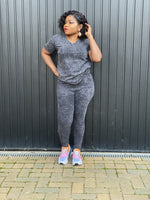 Load image into Gallery viewer, Acid Wash Two Piece Matching Set - Black / M / Short Sleeves - MLH Online
