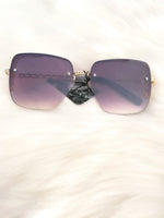Load image into Gallery viewer, Chain Detail Temple Fashion Square Sunglasses- MLH - Grey / one size - MLH Online

