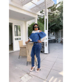 Load image into Gallery viewer, Chambray Top With Crochet Contrast - MLH Online
