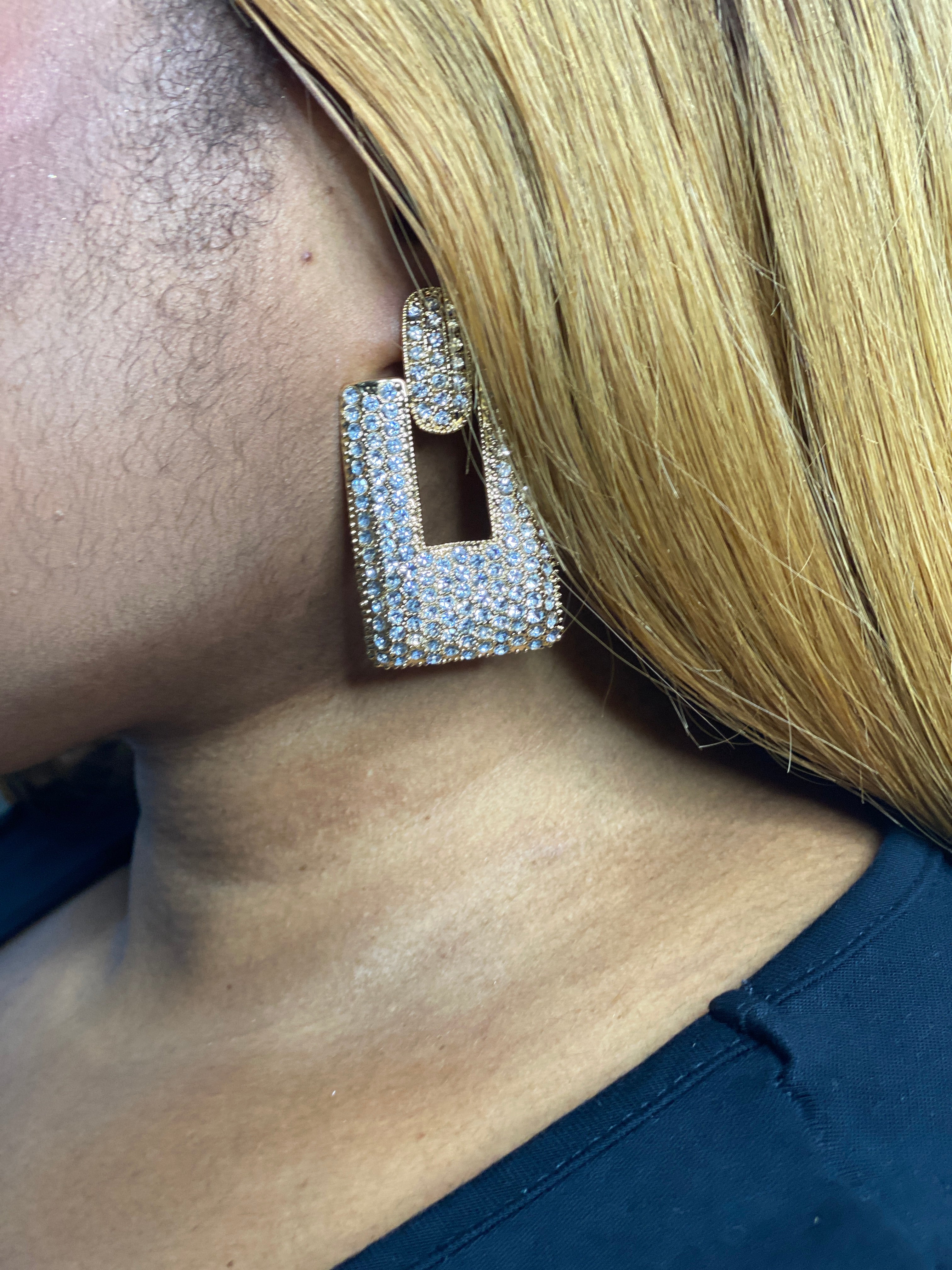 Gold Drop Earrings With Stud - Gold - MLH Online