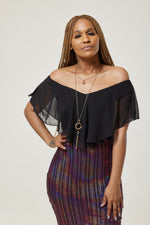 Load image into Gallery viewer, Kamila Holographic Dress With Cape - MLH Online
