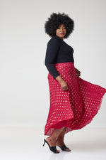 Load image into Gallery viewer, Bardot Maxi Pleated Skirt With Elasticated Waistband-Red - MLH Online
