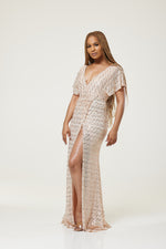 Load image into Gallery viewer, Queenie Sequin Maxi Dress - Rose Gold / Medium - MLH Online
