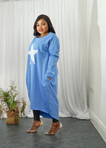 Load image into Gallery viewer, Star Print Dipped Hem Cotton Dress - MLH Online
