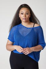 Load image into Gallery viewer, Mavis Crochet Bat Wing Top-Royal Blue - MLH Online
