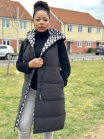 Load image into Gallery viewer, Reversible Hooded Gilet For Women In Black
