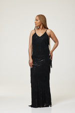Load image into Gallery viewer, Melissa Party Dress With Sequin Tassle - Medium- (UK 12) / Black - MLH Online

