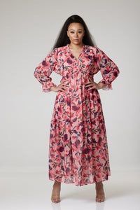 Flowy Floral Maxi Dress For Women - XXXL (UK 20) - MLH Online